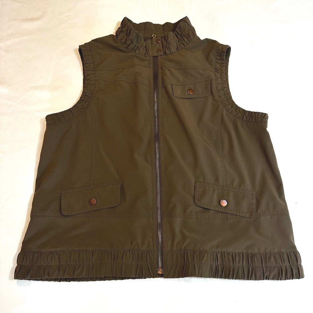 Zenergy By Chico's Full Zip Utility Vest Women's Size 2 Casual Activewear Layer